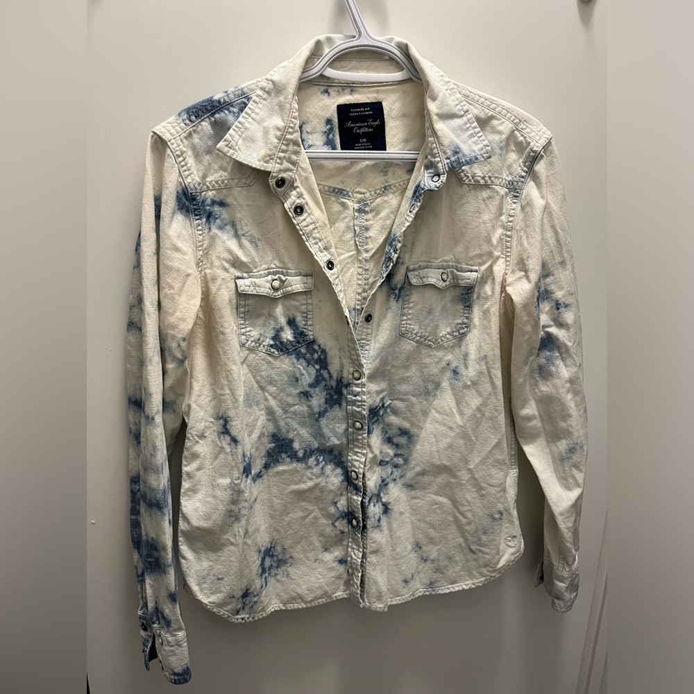 American Eagle Tie Dye Jean Button Down